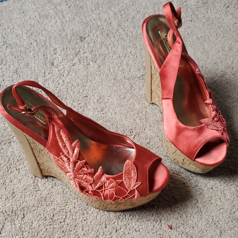 Cork slingback wedges